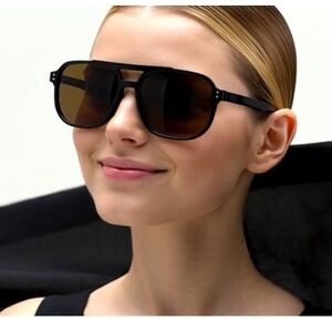 SSunglasses Women Brown Lens Black Frame Fashion UV400 Comfort Lady Female Gafas